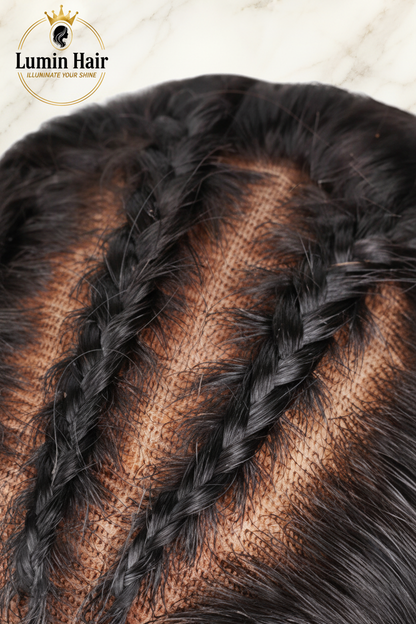 Braided Wig Cap – Marble Background with Lumin Hair Logo