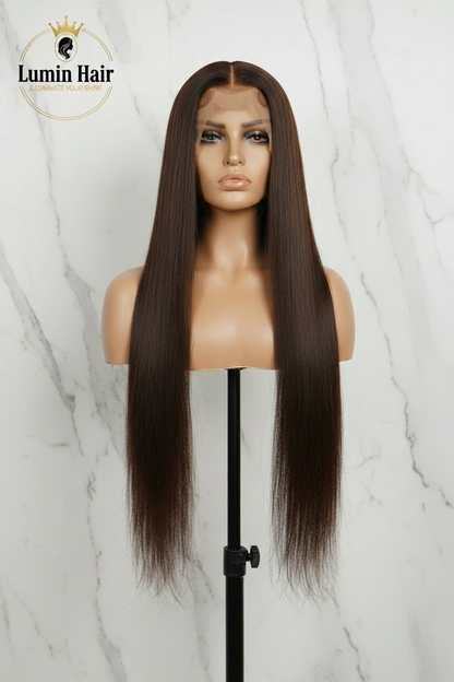 LuminHair 13x6 Lace Front Wig Chocolate Brown - Front View