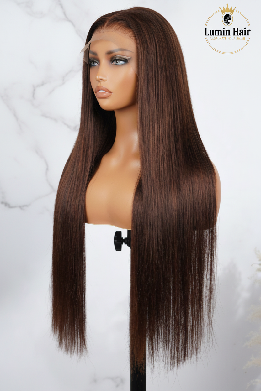 Lumin Hair 20 Inch Straight Wig Side View Marble